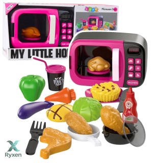 Mikrofala Zabawkowa Dla Dzieci Jedzenie Obrót 360 Światła Dźwięki Różowa LEAN TOYS