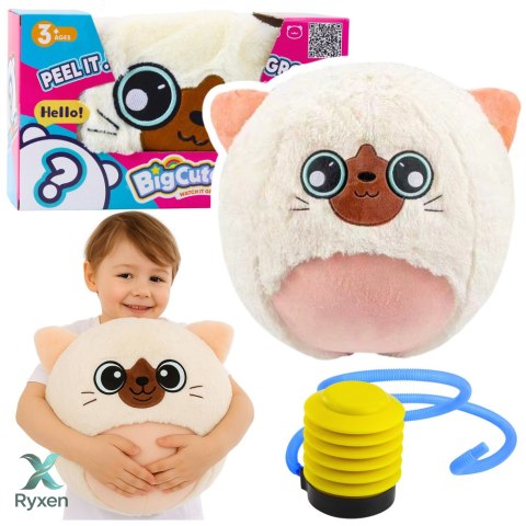 Piłka Do Skakania Rosnąca Pluszowa Kotek Biały Pompka 50 cm LEAN TOYS