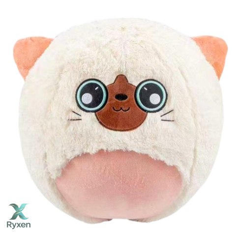 Piłka Do Skakania Rosnąca Pluszowa Kotek Biały Pompka 50 cm LEAN TOYS