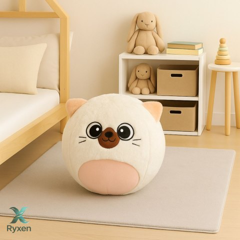Piłka Do Skakania Rosnąca Pluszowa Kotek Biały Pompka 50 cm LEAN TOYS