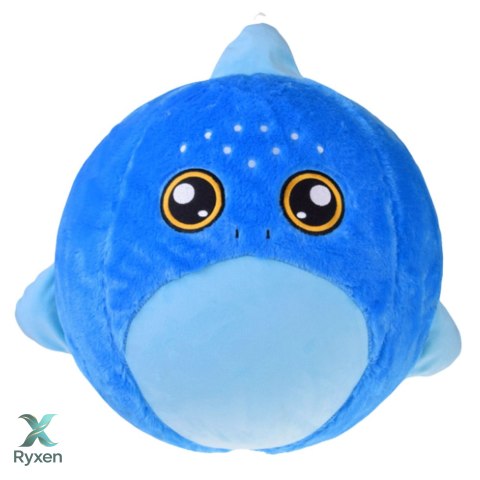 Piłka Do Skakania Rosnąca Pluszowa Rekin Niebieski Pompka 50 cm LEAN TOYS