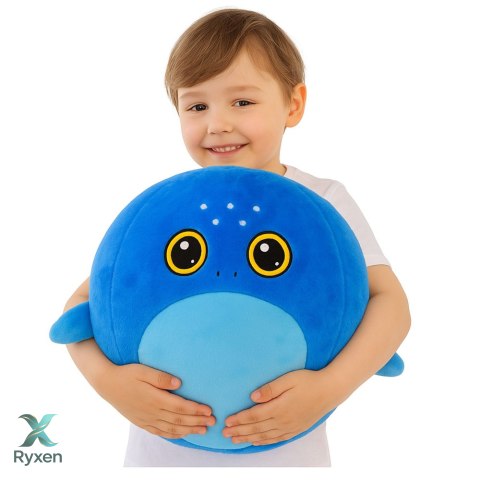 Piłka Do Skakania Rosnąca Pluszowa Rekin Niebieski Pompka 50 cm LEAN TOYS