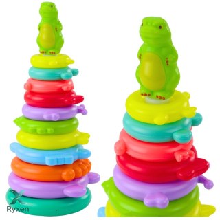 Piramida Edukacyjna Układanka Figurka Dinozaur Naklejki 12 Poziomów LEAN TOYS