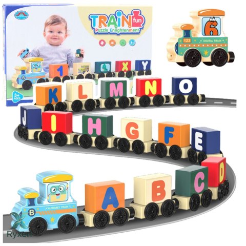 Pociąg Edukacyjny Klocki Do Złożenia Litery Cyfry Kolorowy 16 el. LEAN TOYS