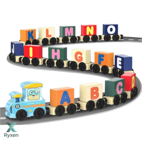 Pociąg Edukacyjny Klocki Do Złożenia Litery Cyfry Kolorowy 16 el. LEAN TOYS