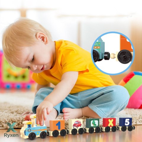Pociąg Edukacyjny Klocki Do Złożenia Litery Cyfry Kolorowy 16 el. LEAN TOYS