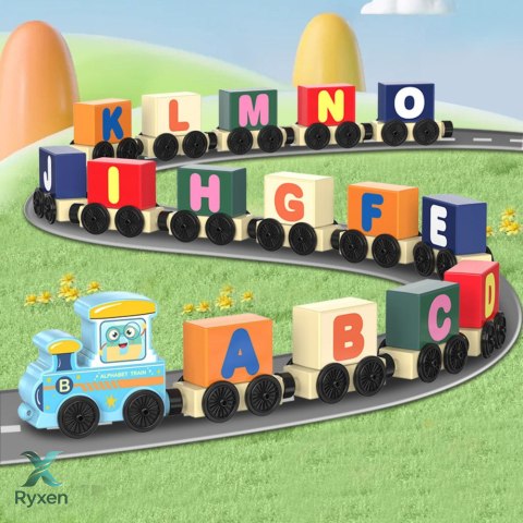 Pociąg Edukacyjny Klocki Do Złożenia Litery Cyfry Kolorowy 16 el. LEAN TOYS