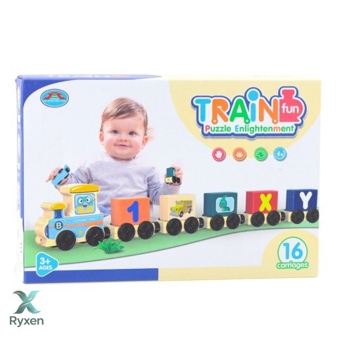 Pociąg Edukacyjny Klocki Do Złożenia Litery Cyfry Kolorowy 16 el. LEAN TOYS