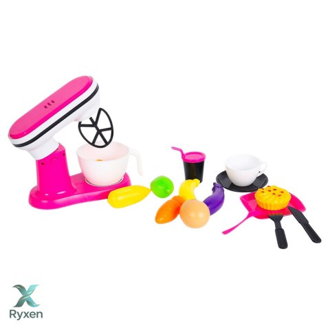 Robot Kuchenny Blender Zabawkowy Dla Dzieci Akcesoria Owoce Różowy LEAN TOYS