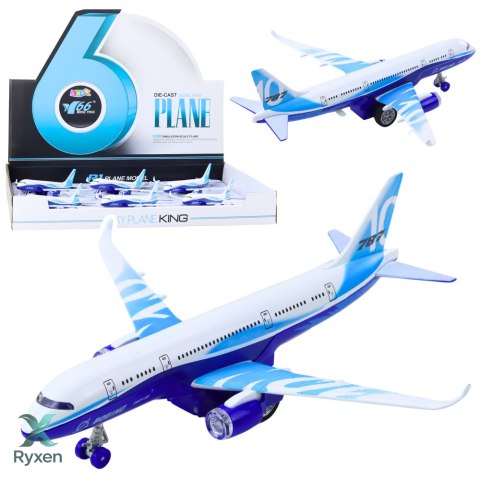 Samolot Pasażerski Z Napędem Pull Back Metalowy Światła Dźwięki 23 cm LEAN TOYS