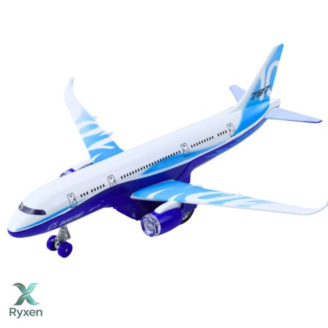 Samolot Pasażerski Z Napędem Pull Back Metalowy Światła Dźwięki 23 cm LEAN TOYS