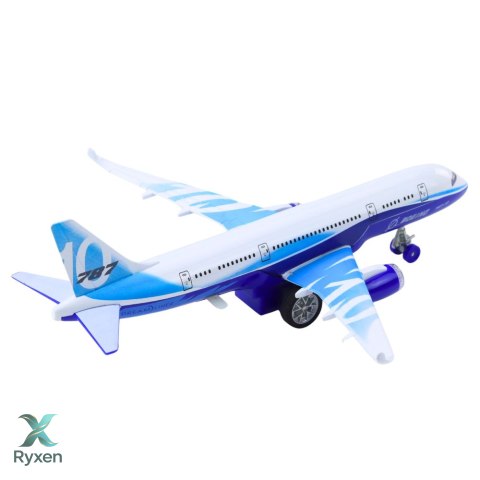 Samolot Pasażerski Z Napędem Pull Back Metalowy Światła Dźwięki 23 cm LEAN TOYS