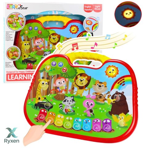 Tablica Edukacyjna Interaktywna Świat Zwierząt Instrumenty Pianinko LEAN TOYS