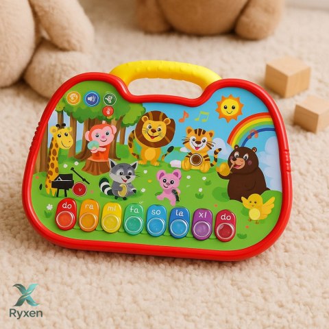 Tablica Edukacyjna Interaktywna Świat Zwierząt Instrumenty Pianinko LEAN TOYS