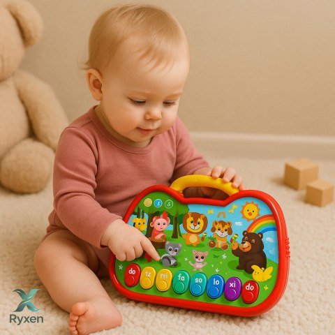 Tablica Edukacyjna Interaktywna Świat Zwierząt Instrumenty Pianinko LEAN TOYS