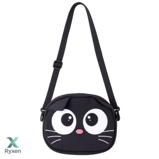 Torba Saszetka Kot Zasuwana Kieszeń Regulowany Pas Czarna 21 x 16 cm LEAN TOYS