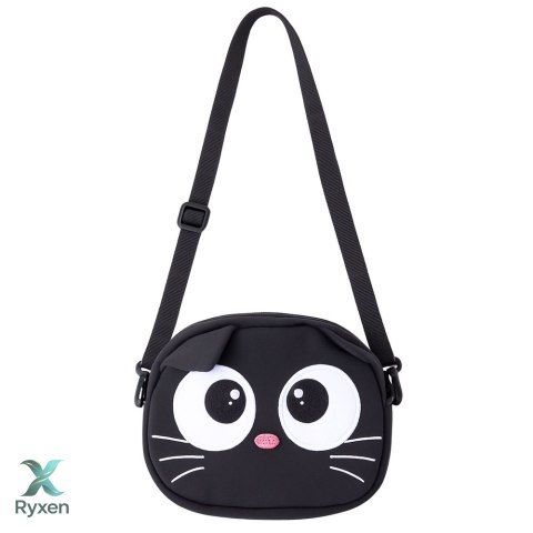 Torba Saszetka Kot Zasuwana Kieszeń Regulowany Pas Czarna 21 x 16 cm LEAN TOYS