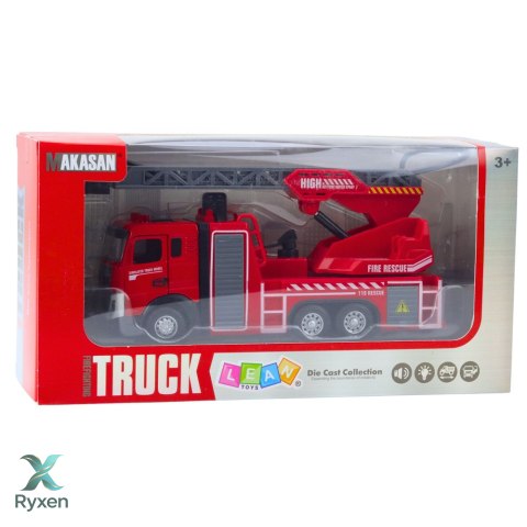 Wóz Strażacki Z Wysięgnikiem Wąż Rozpylanie Wody Światła Dźwięki LEAN TOYS