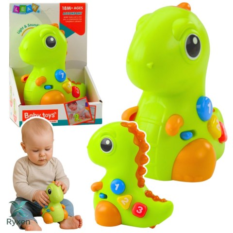 Zabawka Interaktywna Dla Malucha Dinozaur Na Kółkach Światła Dźwięki LEAN TOYS