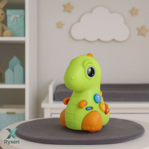 Zabawka Interaktywna Dla Malucha Dinozaur Na Kółkach Światła Dźwięki LEAN TOYS