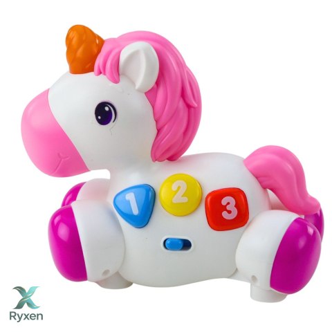 Zabawka Interaktywna Dla Malucha Jednorożec Na Kółkach Światła Dźwięki LEAN TOYS
