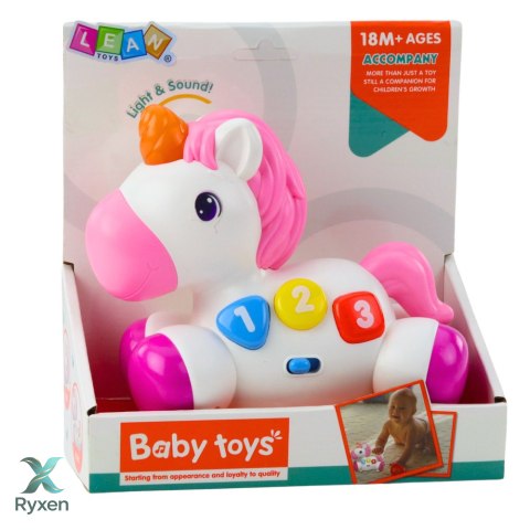 Zabawka Interaktywna Dla Malucha Jednorożec Na Kółkach Światła Dźwięki LEAN TOYS
