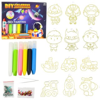 Zestaw Do Malowania Kosmos 3D DIY 6 Farbek Zawieszki 12 szt. LEAN TOYS