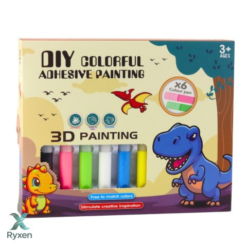 Zestaw Kreatywny DIY Witraże Breloki Dinozaury Pisaki 6 szt. LEAN TOYS