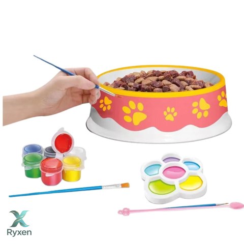 Zestaw Kreatywny Miska Dla Kota Do Malowania Farbki Pędzelki DIY 6 el. LEAN TOYS