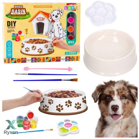 Zestaw Kreatywny Miska Dla Psa Do Malowania Farbki Pędzelki DIY 6 el. LEAN TOYS