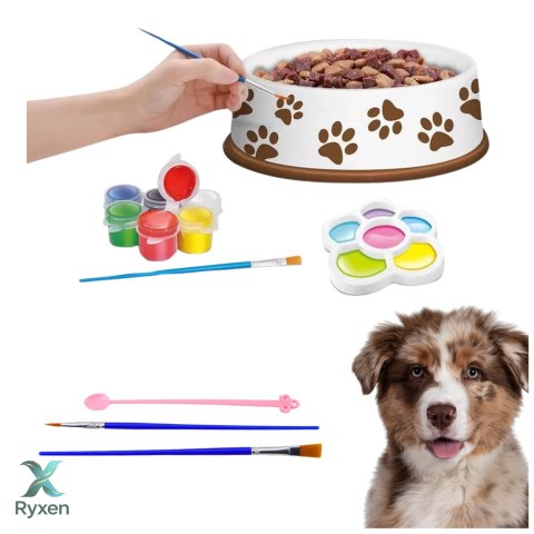 Zestaw Kreatywny Miska Dla Psa Do Malowania Farbki Pędzelki DIY 6 el. LEAN TOYS