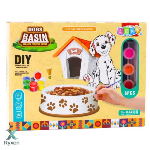 Zestaw Kreatywny Miska Dla Psa Do Malowania Farbki Pędzelki DIY 6 el. LEAN TOYS