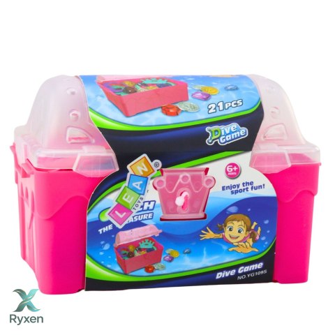 Zestaw Skarbów W Skrzyni Do Nurkowania Zabawy W Wodzie Różowa 21 el. LEAN TOYS