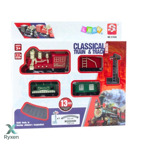 Klasyczny Pociąg Mini Kolejka Na Baterie Lokomotywa Wagony Z Torami 13 el. LEAN TOYS