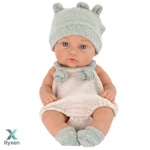 Lalka Bobas Niemowlak Szare Ubranko Czapeczka Śliniaczek 18 cm LEAN TOYS