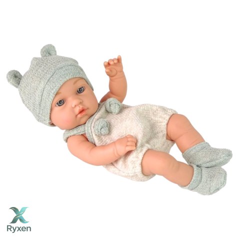 Lalka Bobas Niemowlak Szare Ubranko Czapeczka Śliniaczek 18 cm LEAN TOYS