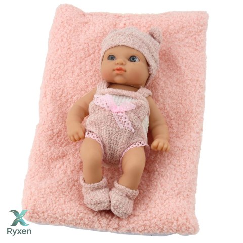 Lalka Bobas Niemowlak Z Kocykiem Biało-Różowe Ubranko Czapeczka 18 cm LEAN TOYS