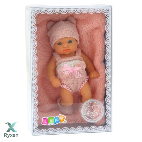 Lalka Bobas Niemowlak Z Kocykiem Biało-Różowe Ubranko Czapeczka 18 cm LEAN TOYS