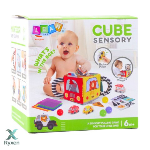 Miękka Kostka Sensoryczna z Lusterkiem Autka Znaki Drogowe Dla Malucha LEAN TOYS