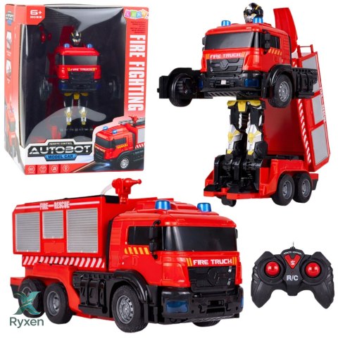 Robot Samochód Straż Pożarna 2w1 Zdalnie Sterowany RC Światła Dźwięki Woda LEAN TOYS