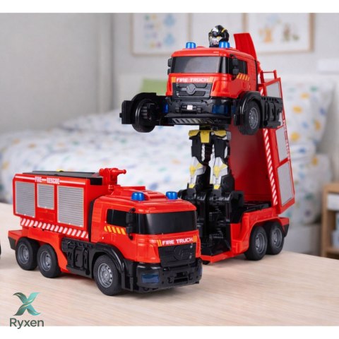 Robot Samochód Straż Pożarna 2w1 Zdalnie Sterowany RC Światła Dźwięki Woda LEAN TOYS