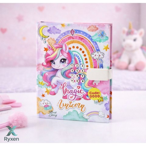 Uroczy Pamiętnik Notatnik Na Kod Jednorożec Melodie Kolorowe Strony LEAN TOYS