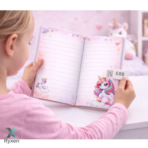 Uroczy Pamiętnik Notatnik Na Kod Jednorożec Melodie Kolorowe Strony LEAN TOYS