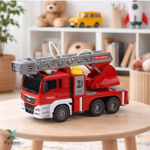 Wóz Strażacki Z Wysięgnikiem Straż Pożarna Napęd Lanie Wody Światła Dźwięki LEAN TOYS