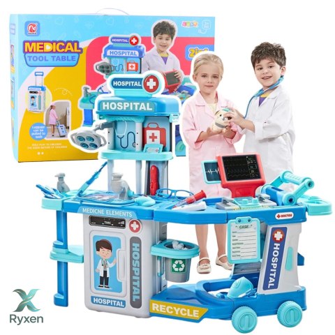 Zestaw Lekarski Szpital W Walizce 2w1 Światła Dźwięki Akcesoria LEAN TOYS