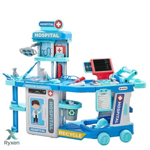 Zestaw Lekarski Szpital W Walizce 2w1 Światła Dźwięki Akcesoria LEAN TOYS