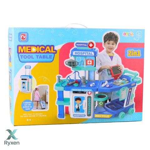 Zestaw Lekarski Szpital W Walizce 2w1 Światła Dźwięki Akcesoria LEAN TOYS