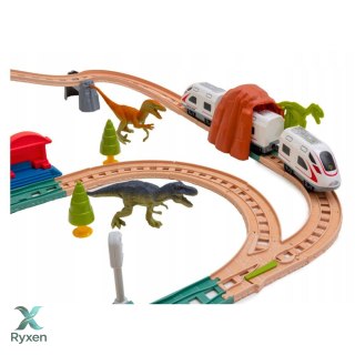 Kolejka Elektryczna Interaktywna Pociąg Wagony Tunel Wulkan Dinozaury 95 cm LEAN TOYS