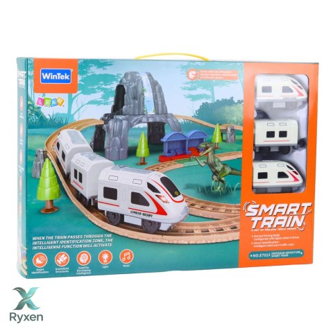 Kolejka Elektryczna Interaktywna Pociąg Wagony Tunel Wulkan Dinozaury 95 cm LEAN TOYS