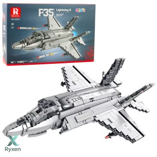 Klocki konstrukcyjne Samolot Myśliwski F-35 Lightning II Szary 1490 el. LEAN TOYS